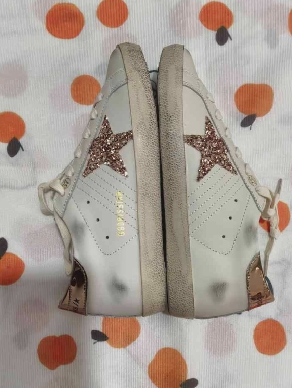 Golden Goose White Sneakers with Rose Gold Glitter Star
